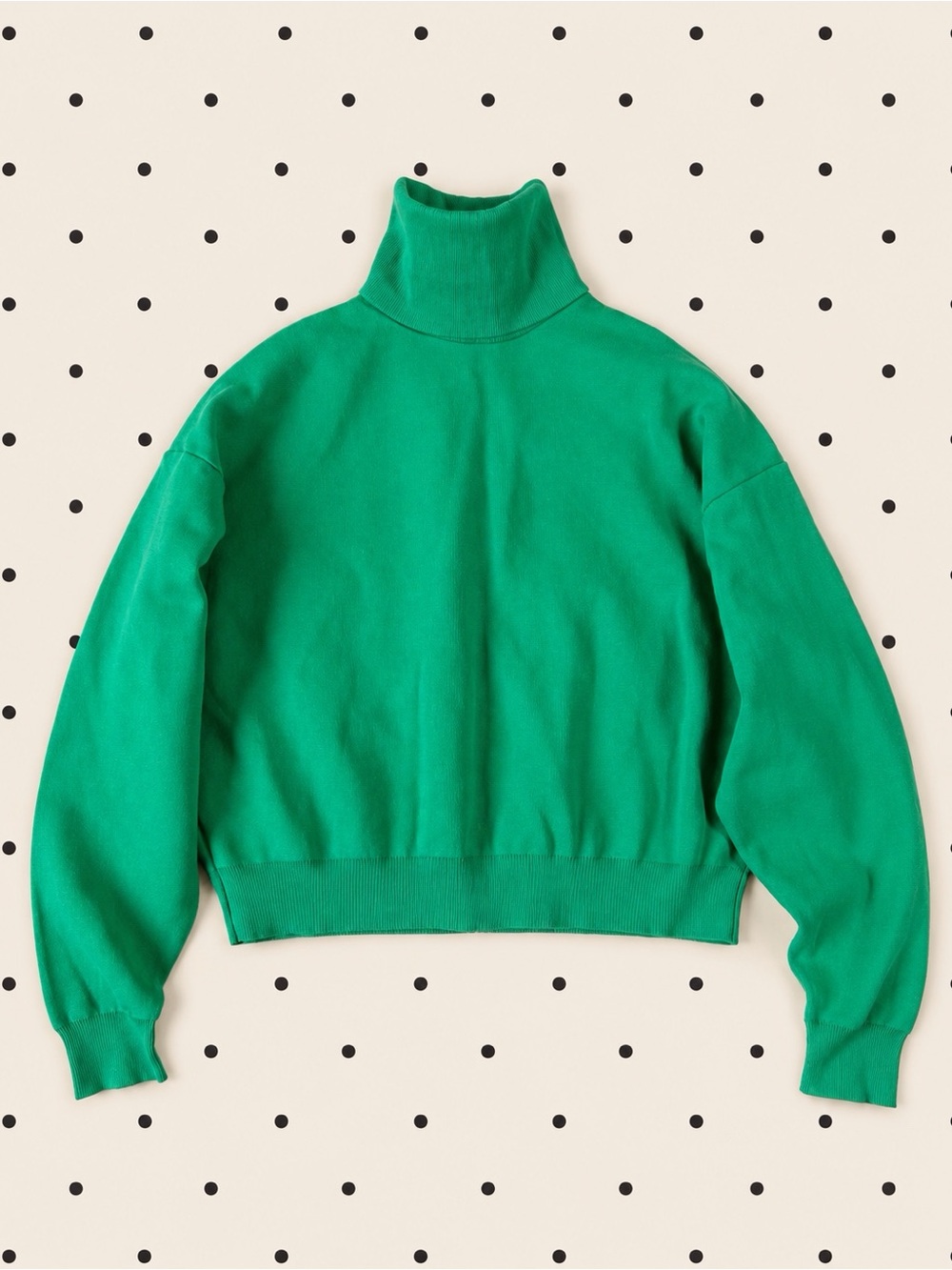 Zara Woman Green Relax Knit Turtleneck Sweater SMALL Classic Preppy Cozy Chic